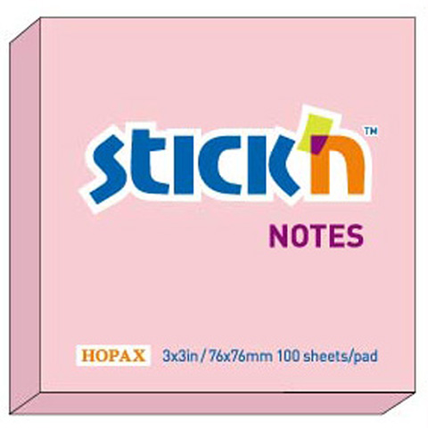 Notes samoprzylepny 76x76 100k. pastelowy różowy Stick"N